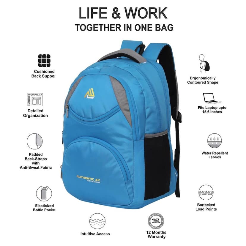 AUTHENTIC AK Blue Horizon 36L Laptop College Backpack For Business Professionals & College Students Blue view 7