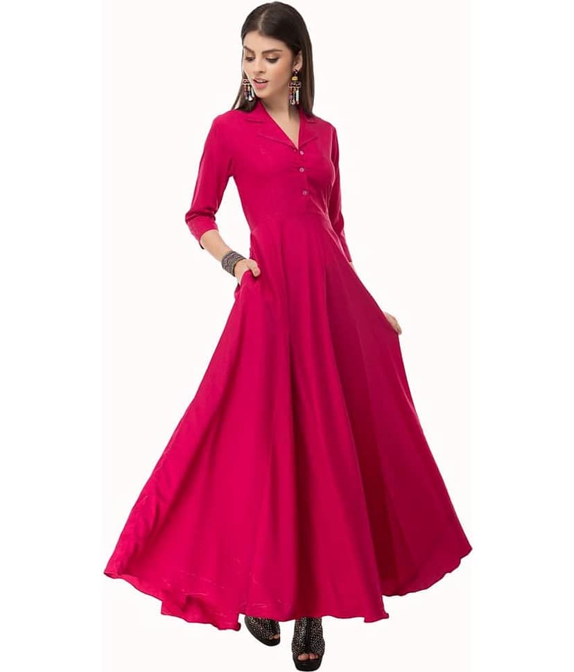 TOGZZ Women Crepe Solid A-line Dress ( Pink )