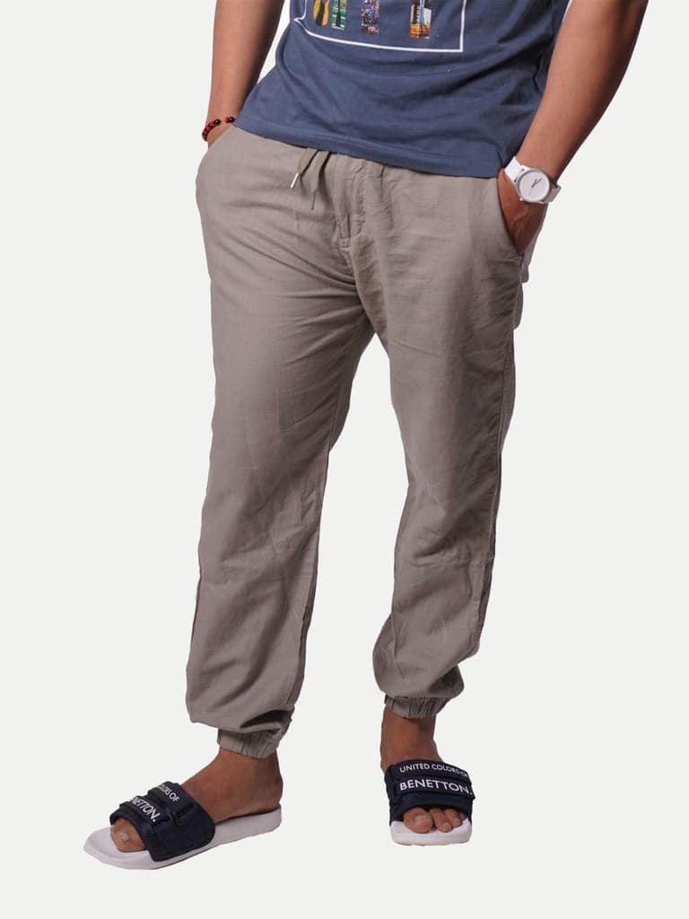 Men Solid Sand Elasticated Cotton casual Joggers view 2