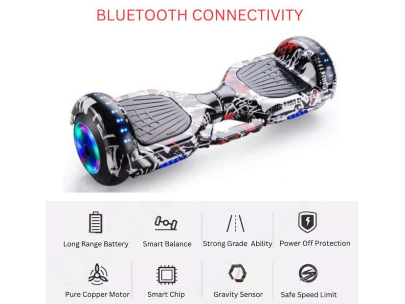Pulse Bord P6+ UL 2272 Certified Hoverboard Self Balancing Electric Scooter 6.5 Inch for Adult and Kids with LED Light and App (Street) view 2