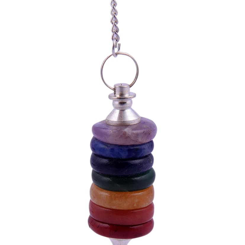 7 Chakra Reiki Healing Crystals Butten Pendulum for Positive Energy(KI_35) by Krishna Impex