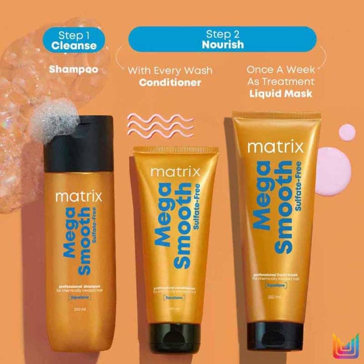Matrix Professional Mega Smooth Sulfate-free Shampoo and Conditioner For Bond Repair (200ml+100ml) Pack of 2 view 8