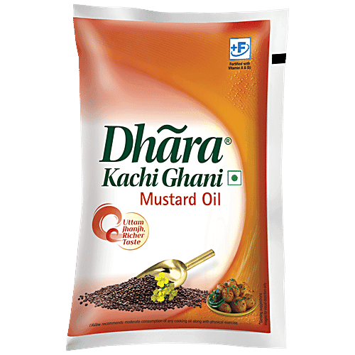 Dhara Oil - Mustard (Kachi Ghani), 1 L Pouch