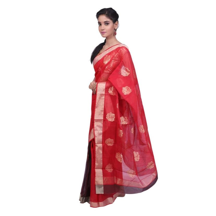HANDLOOM CHANDERI SAREE WITH BLOUSE (SKU - 1SC103080621 SAREE- 54) view 2