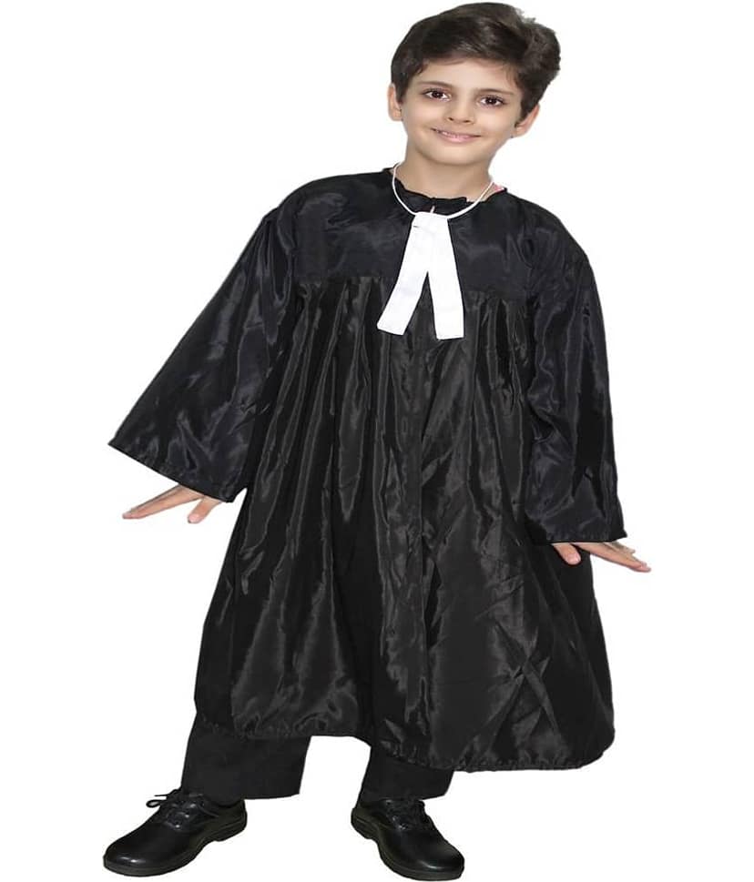 Kaku Fancy Dresses Our Community Helper Lawyer Costume -Black, 3-4 Years, For Boys & Girls