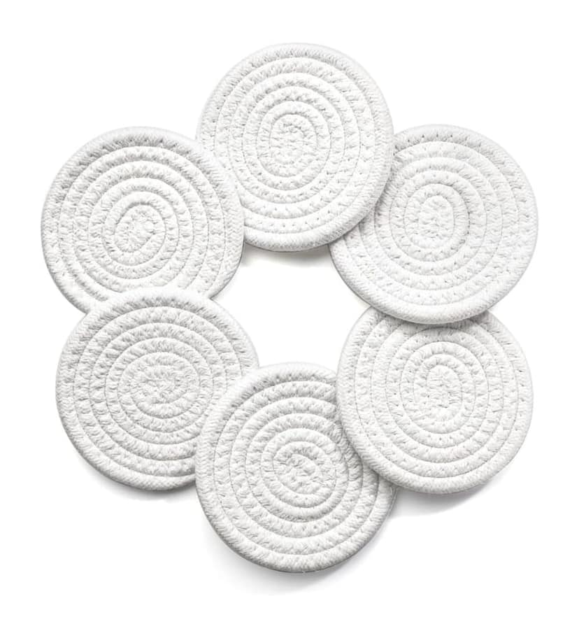 Generic Cotton Rope Drink Coasters 6 Pcs Set (White)-PID66425