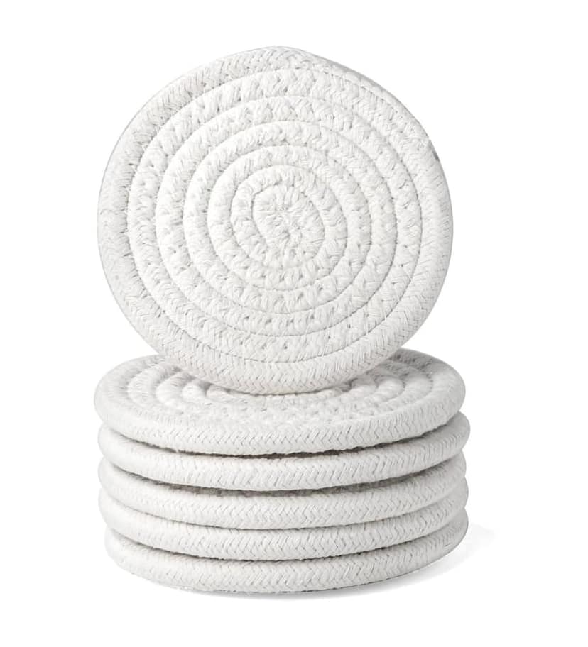Generic Cotton Rope Drink Coasters 6 Pcs Set (White)-PID66425 view 2