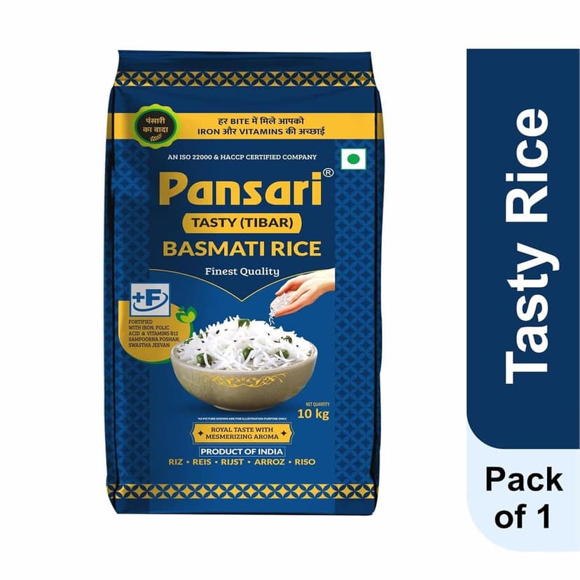 Pansari Tasty Tibar Basmati Rice With Great Taste And Aroma|Broken Rice And Fortified|Perfect Fit For Everyday Consumption Basmati Rice- 10Kg view 2