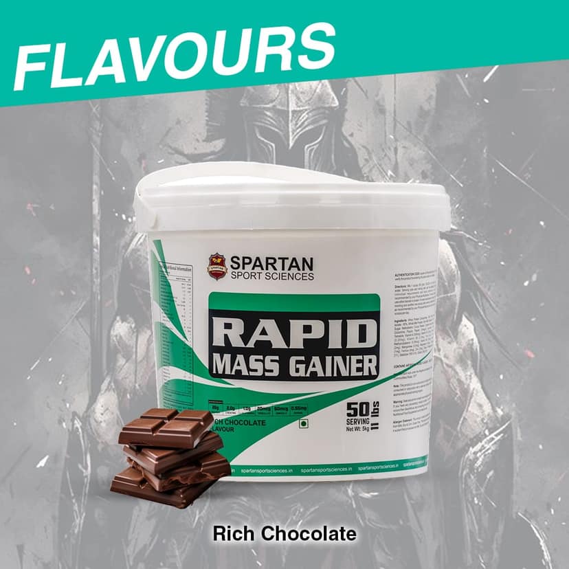 SPARTAN SPORT SCIENCES Rapid Mass Gainer | Muscle Mass & Weight Gainer Powder with Highest Protein and Carbohydrates with Added Multivitamins & Minerals for Men & Women