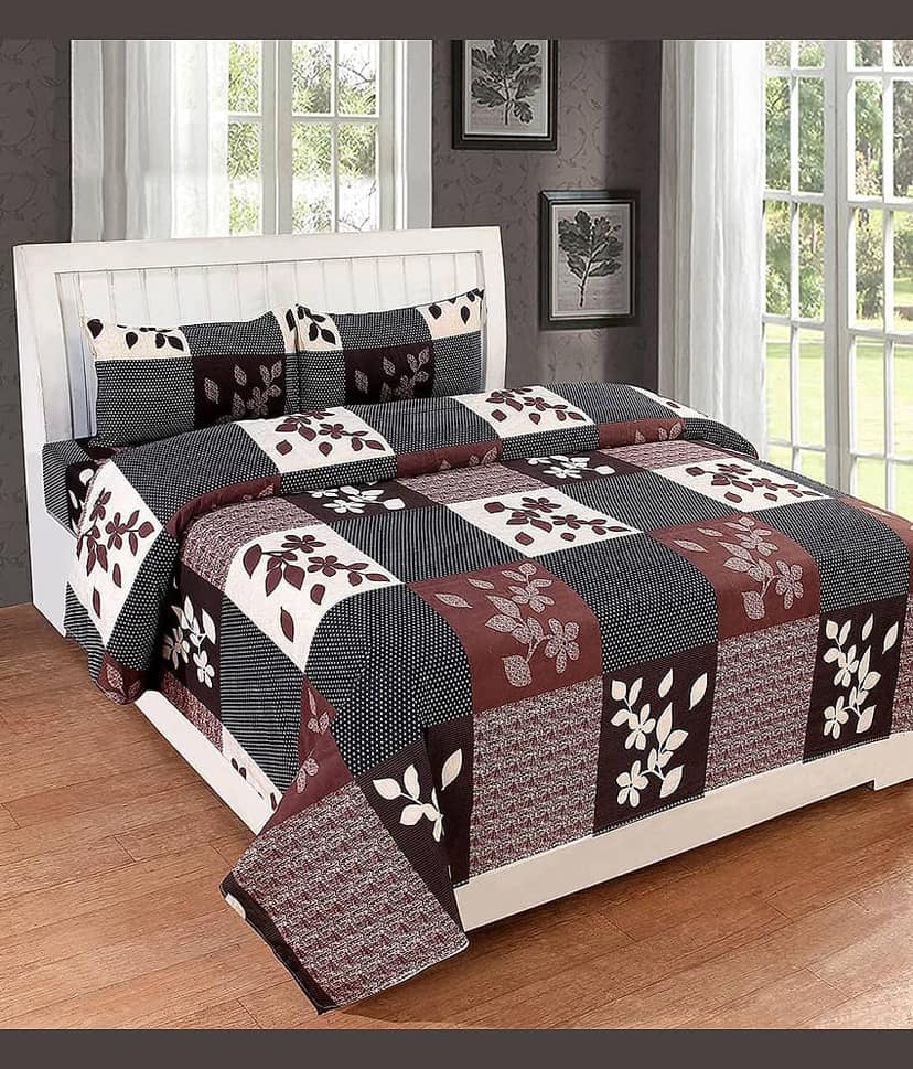 Decent Home Microfiber 1 Double Bedsheet with 2 Pillow Covers ( Brown )