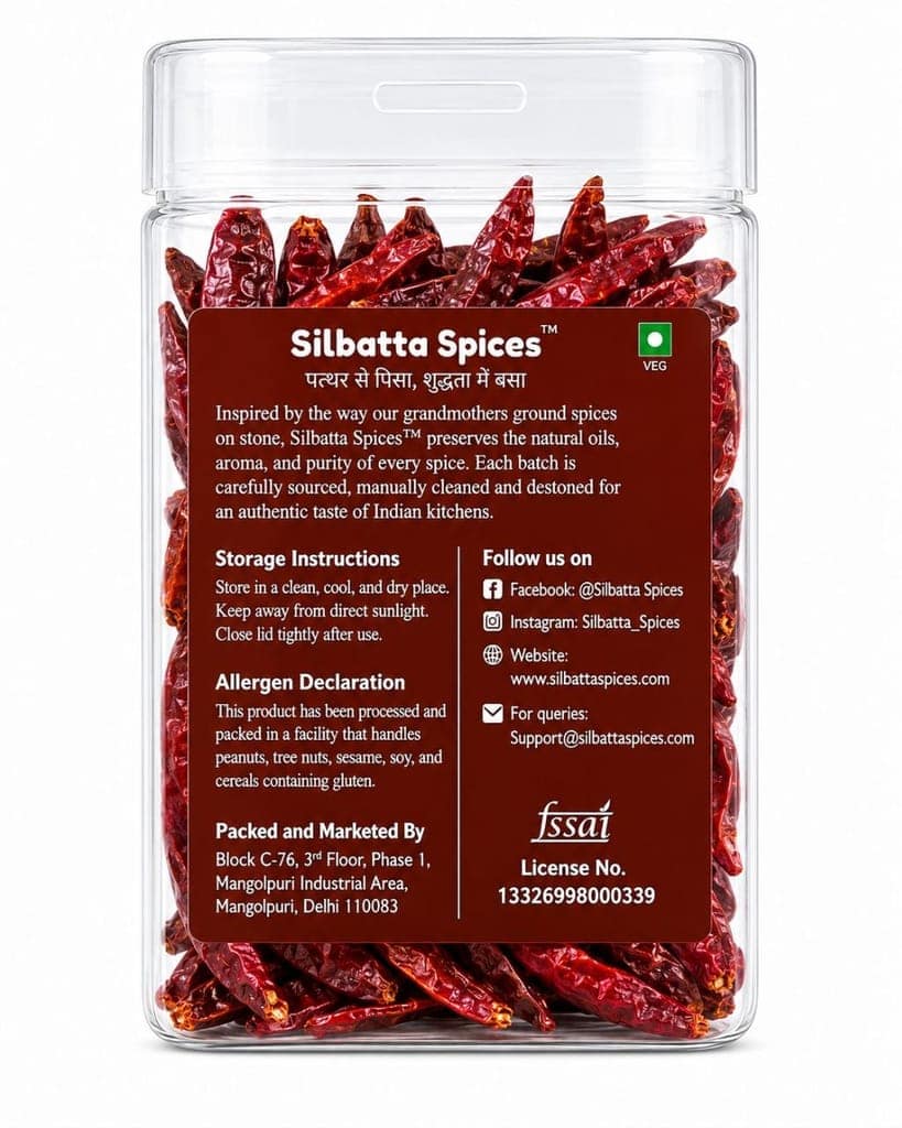 Silbatta Spices Whole Dried Red Chillies | Sabut Sukhi Lal Mirch view 3