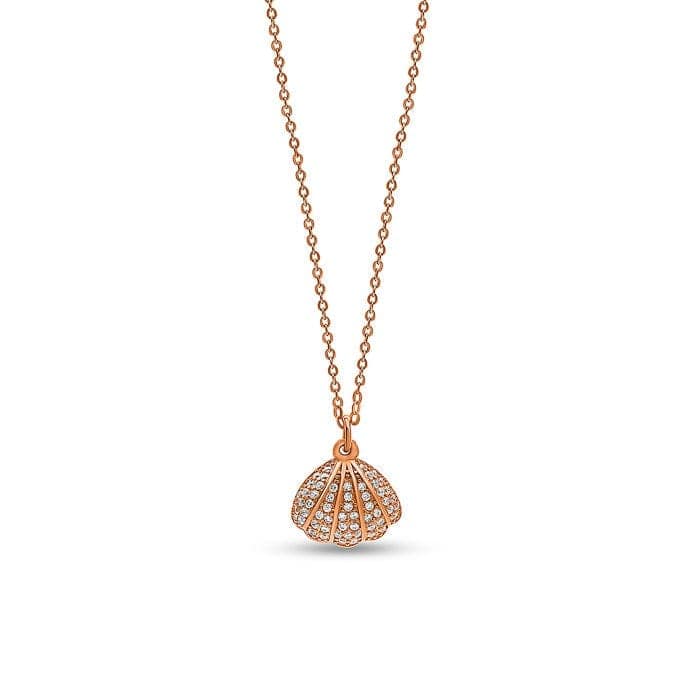 Rose Gold Open Shell Pendant with Chain