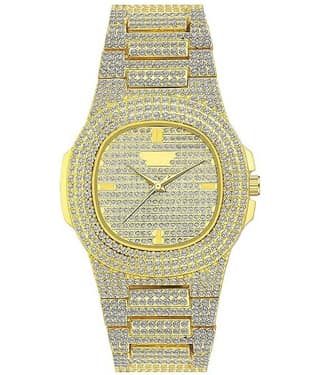 Om Collection Gold Metal Analog Womens Watch