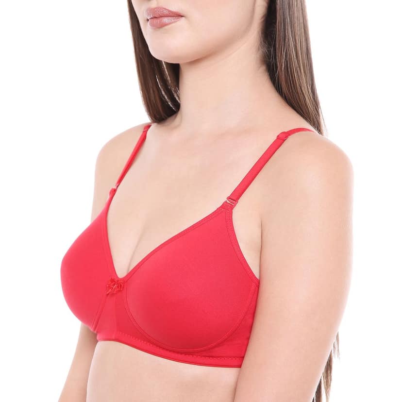 Bodycare Women Cotton Spandex Full Coverage Lightly Padded Regular Bra 6588-RED view 4