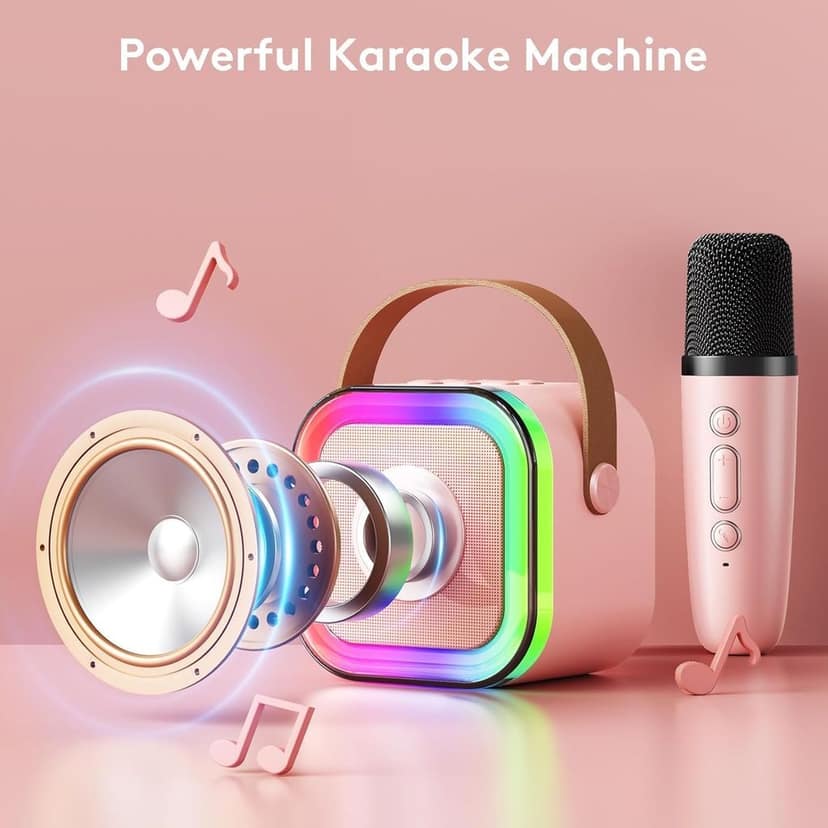 Portable Bluetooth Speaker with Microphone, Wireless Speaker with LED Lights,Waterproof Speaker for Outdoor,Karaoke Machine for Home Party view 3