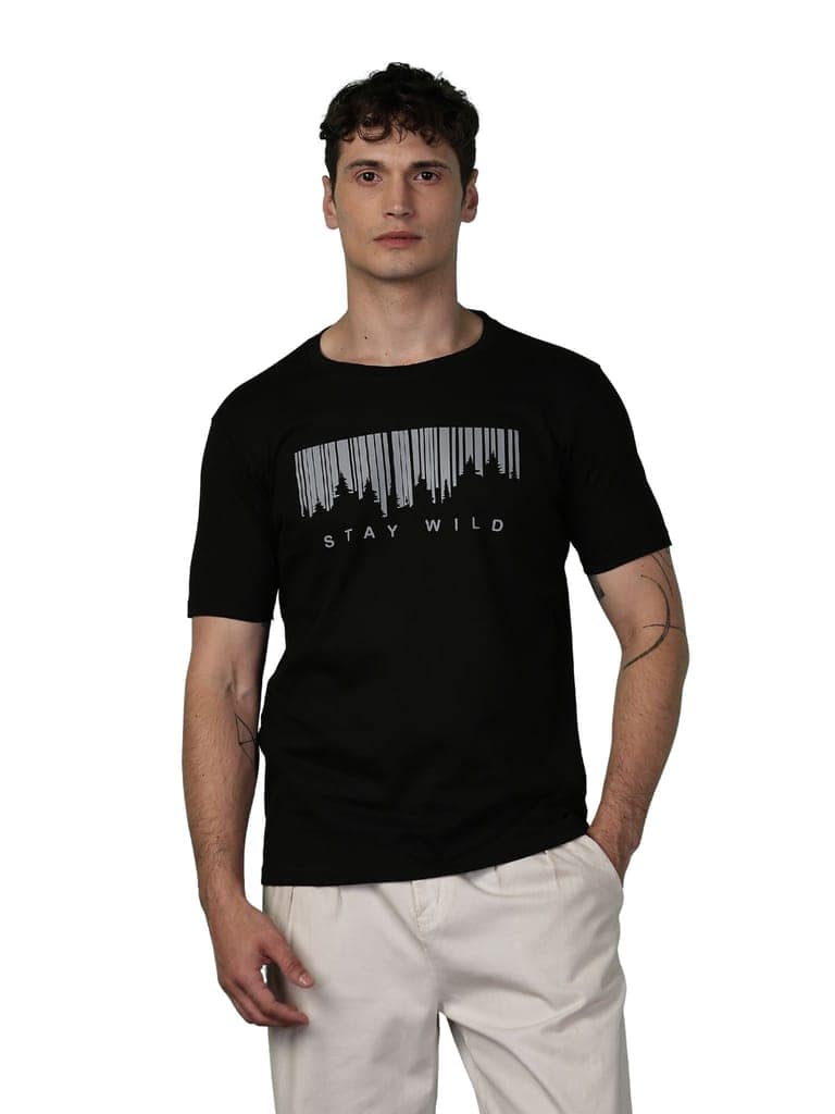 Cotton Black Stay Wild T-Shirt