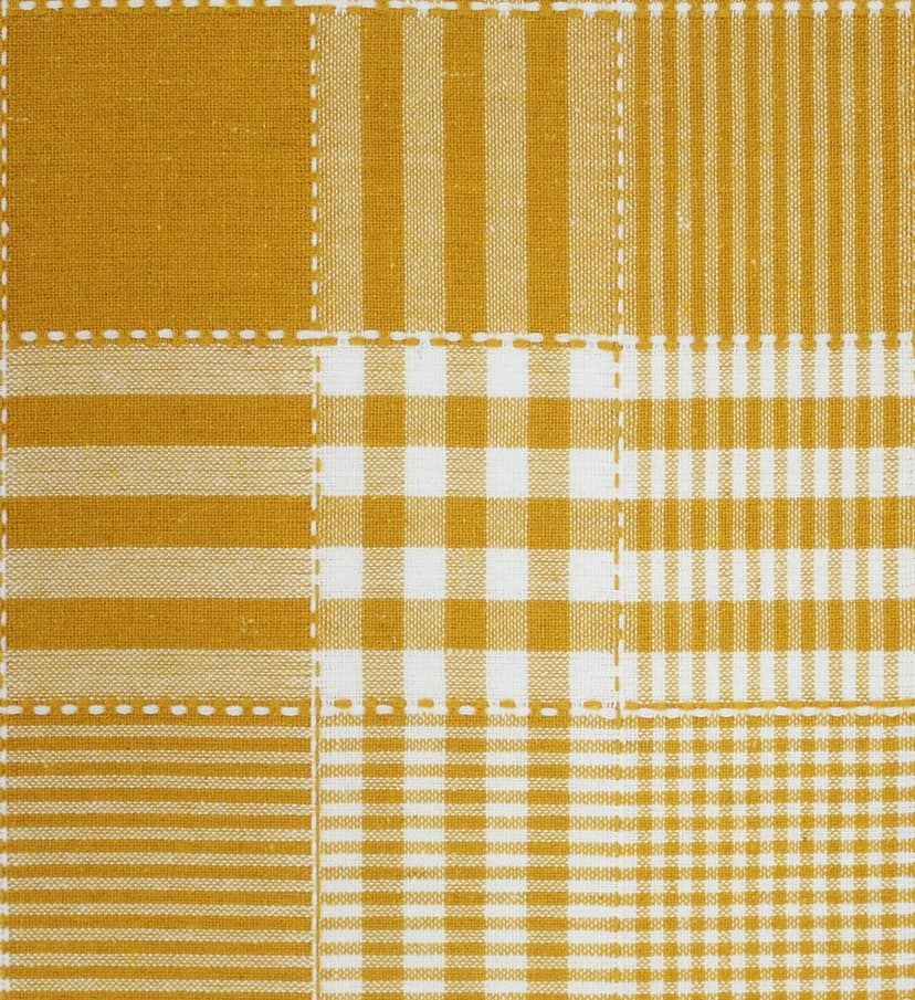 AIRWILL 100% Cotton Checkered Pattern 4 Seater Square Table Cover Sized, 56x56 inches (Yellow,White, Pack of 1) view 2