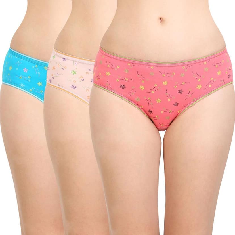 Bodycare women's combed cotton assorted Hipster Panty Pack of 3 ( E300D )
