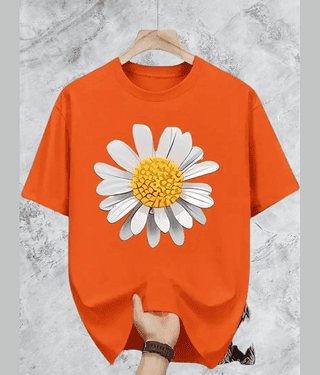 ELBATROSS Men Polyester Regular Fit Printed T-Shirt ( Orange )