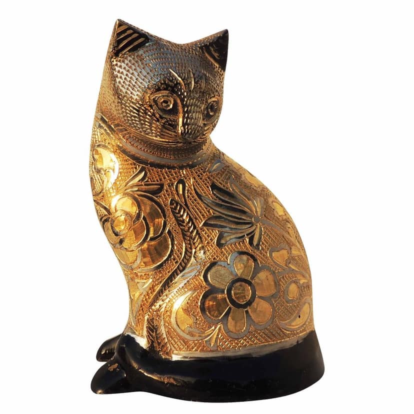 Brass Table Decor Showpiece Cat Statue (ANMAS046 C) view 2