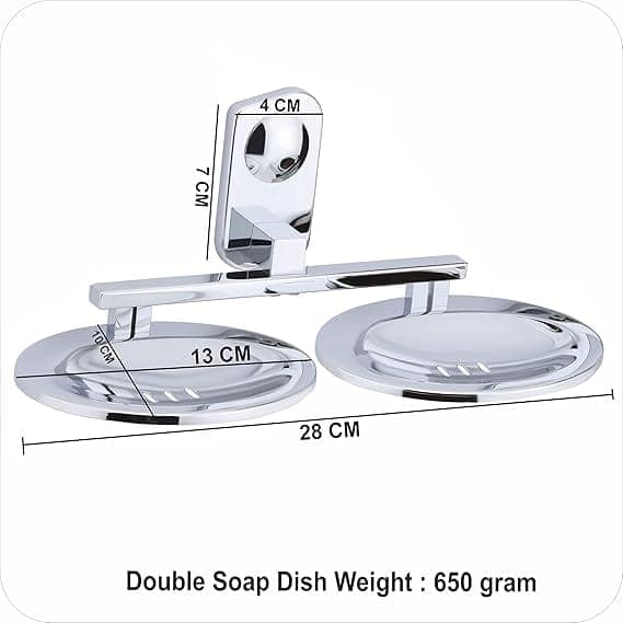 EASYHOME FURNISH soap Dish Holder for Bathroom Double soap case Stand (304 Stainless Steel, Chrome Finish) view 2