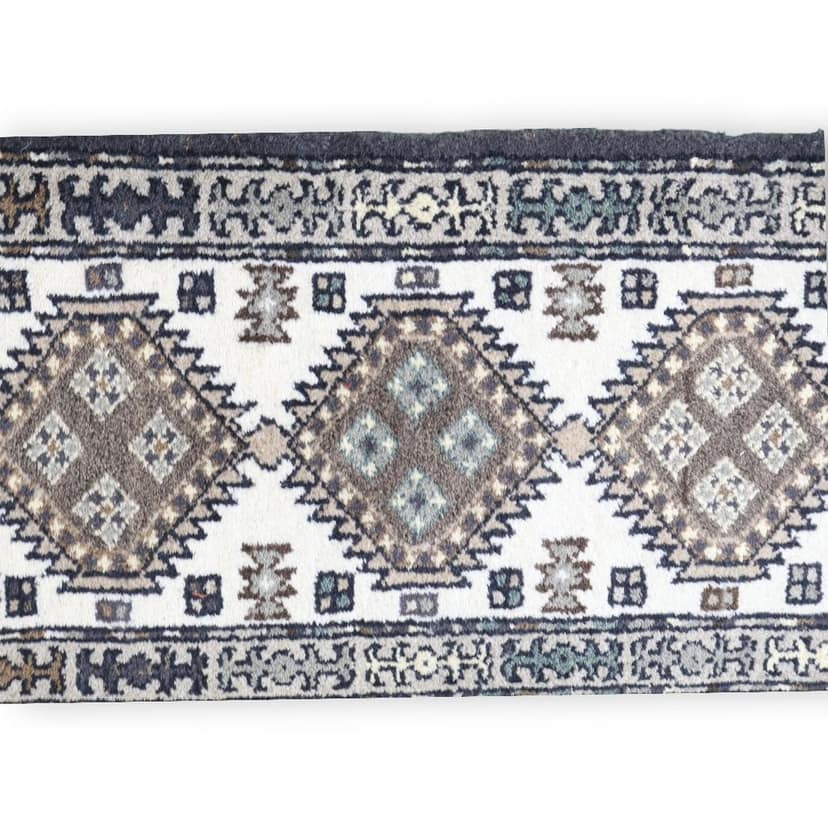 ELURU-Traditional Diamond Pattern Door Mat | Grey & Brown Ethnic Indoor Rug with Tassels | Soft Decorative Carpet for Home Entrance
