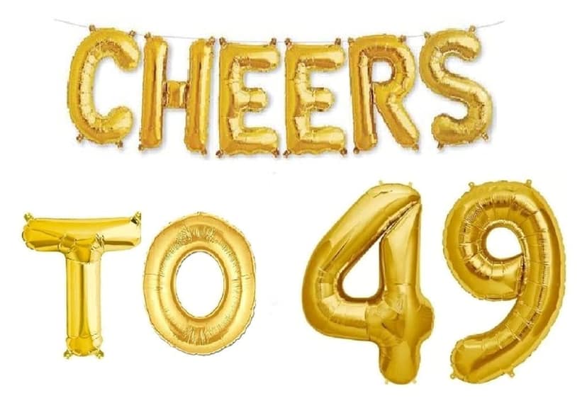 Partyzon Gold Cheers to Birthday Foil Balloon Combo Party Decoration for Anniversary Celebration 16 Inches