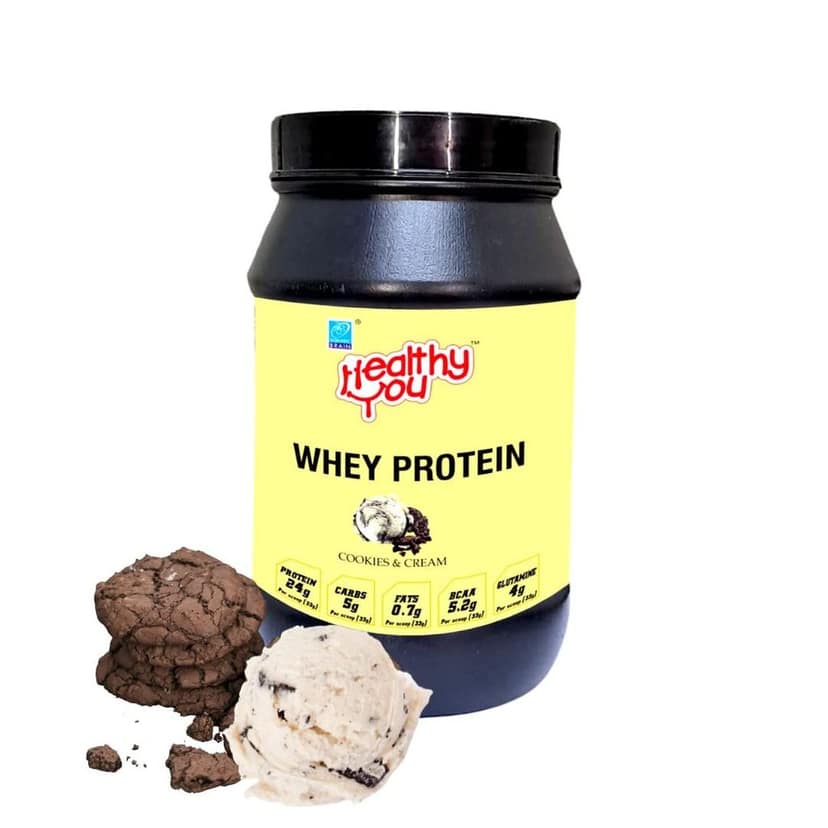 Healthy You Whey Protein | 23.76g Protein, BCAA 5.45g per 33g scoop| Improved Protein Utilisation| Sugar & Dope Free| Easy to Digest| Faster Recovery| Essential Amino Acids