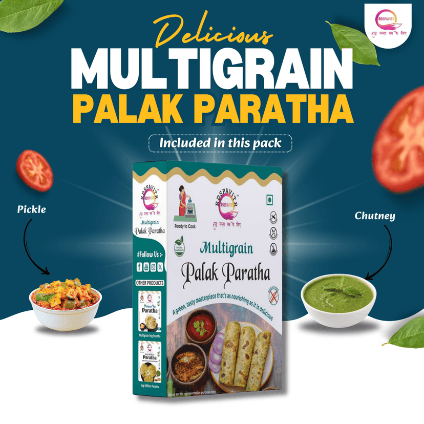 Multigrain Palak Paratha | Paratha Premix 300 Gm, Peanut Chutney 50g and Mix Pickle 50g | Ready To Cook | No Preservative | Made With Natural Ingredients view 5