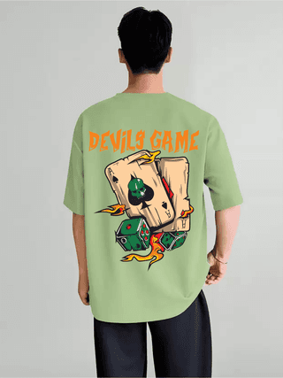 SCOTT FINCHER Men's Casual Short Sleeve T-Shirt with Playing Card and Dice Graphic : AA(ARN)LGREEN_139
