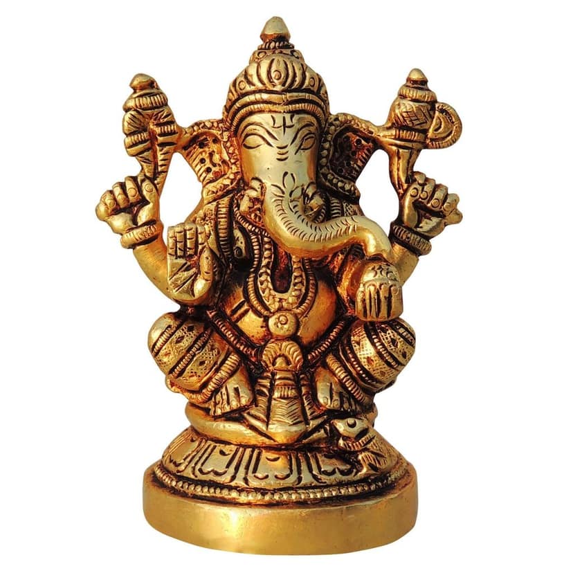 Brass Showpiece Ganesh Ji God Idol Statue (BSMAS1461 G) view 2
