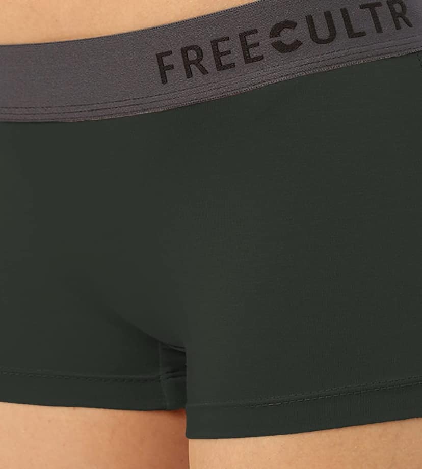 Freecultr Women's Underwear Antibacterial Micromodal Airsoft | Boy Short - Non-Itch, No Chafing, Sweat-Proof Comfort Pack of 1-Seaweed Green view 6