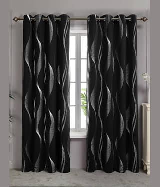 V21 decod Graphic Room Darkening Eyelet Curtain 5 ft ( Pack of 1 ) - Black