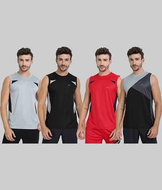 FTX Pack of 4 Polyester Gym Vest For Men ( Navy Blue )