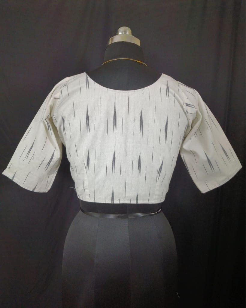 Pure Cotton Blouse Grey Color Ikkat Design (Size: 34-46)-6949 view 3