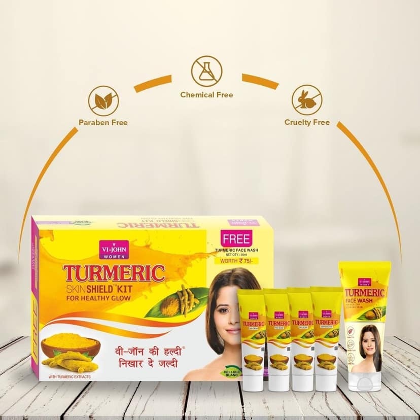 VI-JOHN Women Turmeric Skin Shield Facial Kit with Free Turmeric Face Wash (55 + 50 G) 110 G view 5