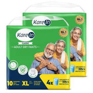 Karein Classic Adult Diaper Pant XL Size, Extra Large, Waist (100-150 cm 40'-59'), 20 Unit, Long Protection Hour, Unisex, Quick & Even Absorption, Leakproof, Odour Control, Wetness Indicator Karein Classic Adult Diaper Pant XL Size, Extra Large, Waist (1