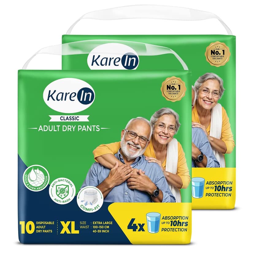 Karein Classic Adult Diaper Pant XL Size, Extra Large, Waist (100-150 cm 40'-59'), 20 Unit, Long Protection Hour, Unisex, Quick & Even Absorption, Leakproof, Odour Control, Wetness Indicator Karein Classic Adult Diaper Pant XL Size, Extra Large, Waist (1