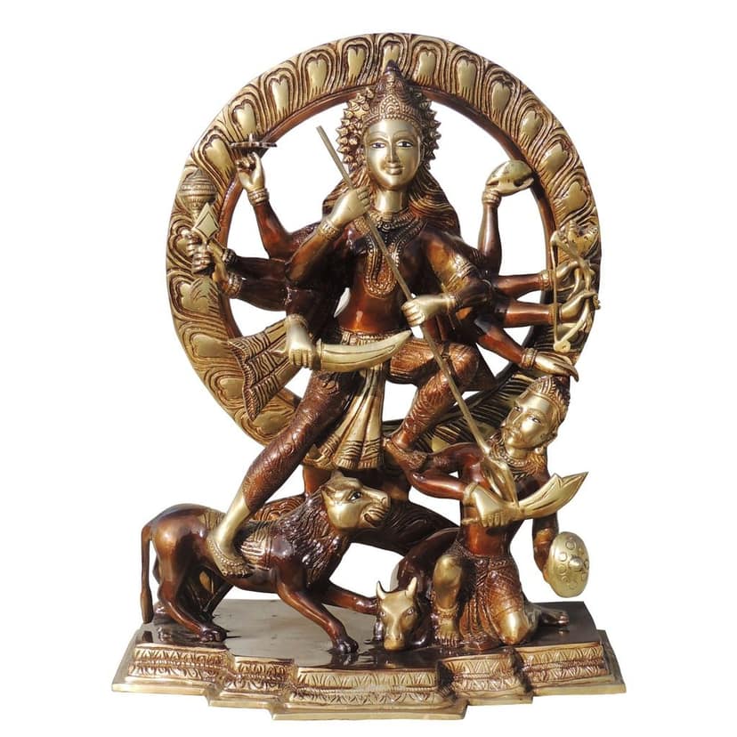 Large Brass Maa Mahishasur Mardini Durga Statue for Temple & Home D�cor, Height : 26 Inch (BSMAS1407 G) view 2