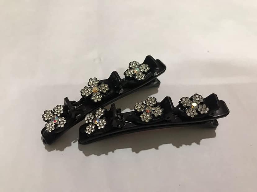 GOKULAM Sparkling Crystal Stone Hair Claw Clamps - Fashionable Hair Braid Accessories for Women and Girls | 3 Small Clips for Styling and Holding Hair in Place,Pack of 2 view 2