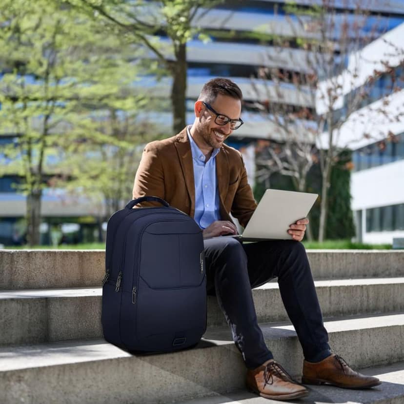Forge 34L Laptop Backpack, 3 compartments, Raincover, Antitheft pocket, Trolley Sleeve, Organizer, Bottle holder, Front pocket, College bag, school bag, Formal backpack, Color- Navy Blue view 2