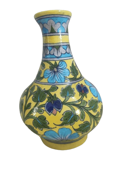 Blue Pottery Ceramic Flower Vase view 2