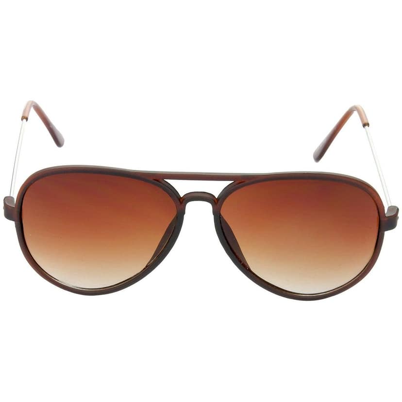 HRINKAR Men Women Boys & Girls Pilot & Rectangular Sunglasses Brown & Silver Frame, Brown & Pink Lens (Medium) Pack of - 2 view 2
