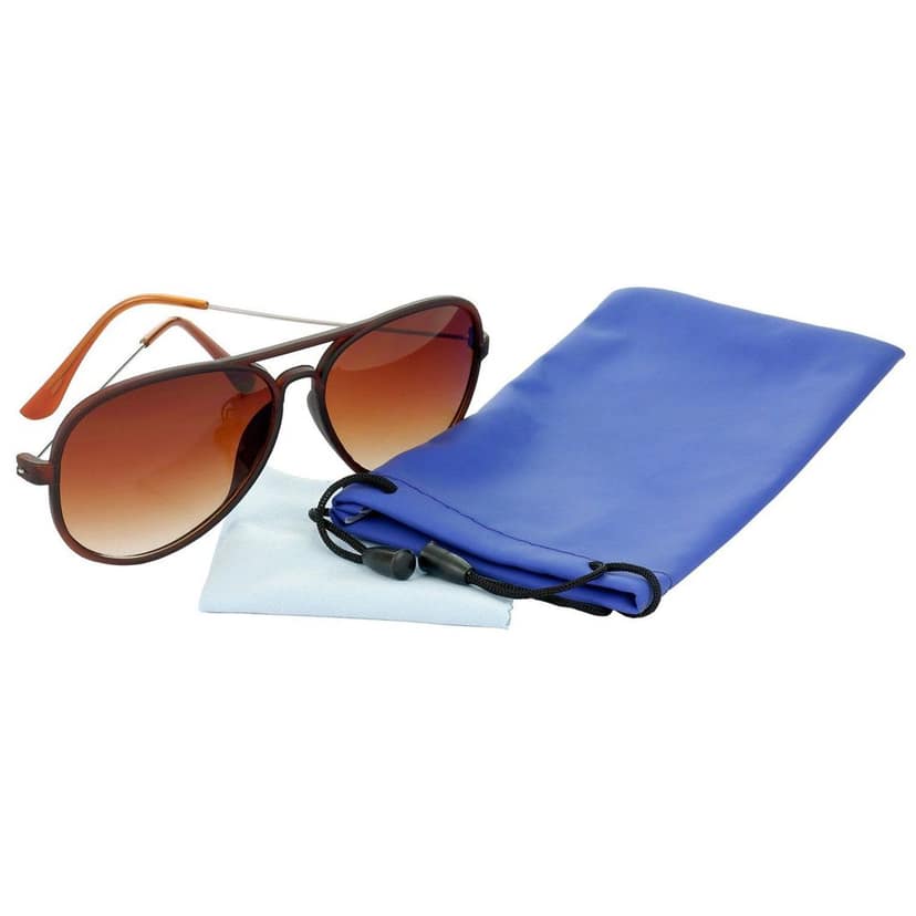 HRINKAR Men Women Boys & Girls Pilot & Rectangular Sunglasses Brown & Silver Frame, Brown & Pink Lens (Medium) Pack of - 2 view 7