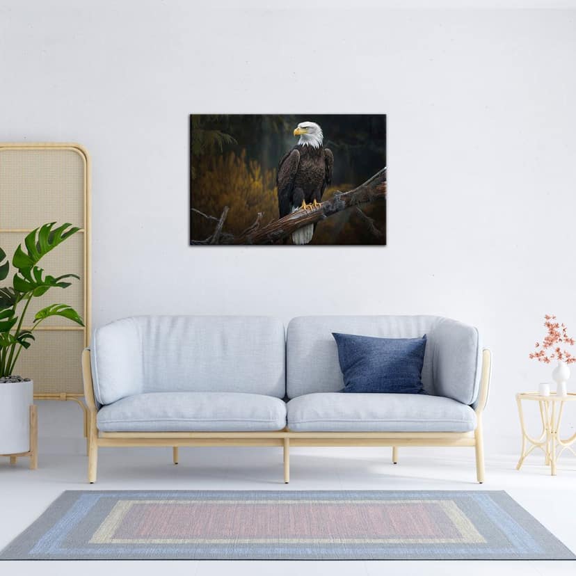 EAGLE ON A BRANCH WALLART 24in x 16inWITH BLACK FRAME