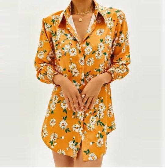 Elchic Floral print Shirt Collar Top