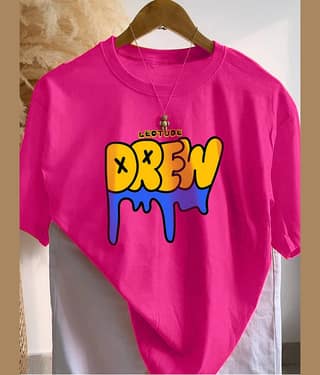 Leotude Men Cotton Blend Oversized Fit Printed T-Shirt ( Pink )
