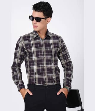 IVOC Cotton Slim Fit Full Sleeves Men's Formal Shirt - Brown ( Pack of 1 )