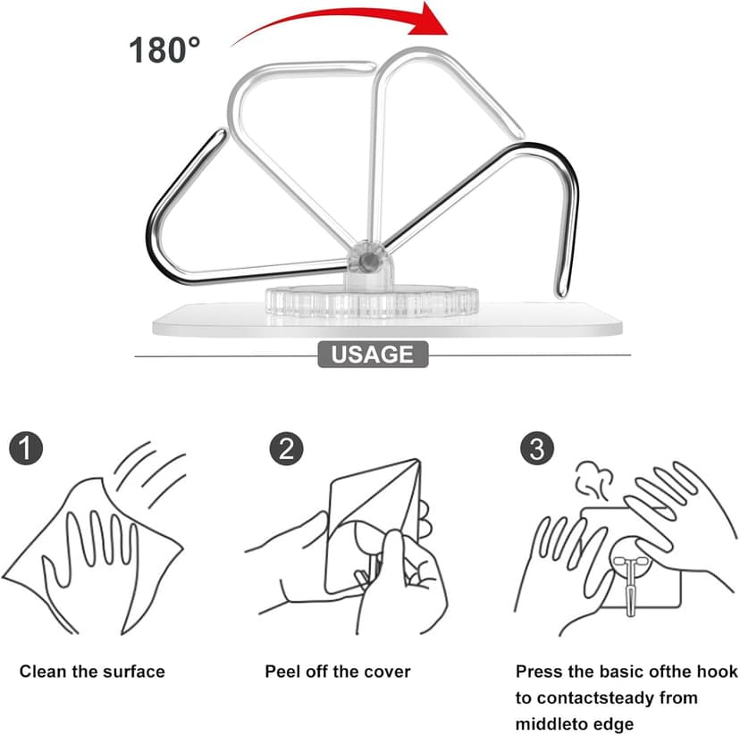 BREEPREE Transparent PVC Wall Hooks Pack of 20 for Bathroom and Home Accessories No Drill Installation view 2