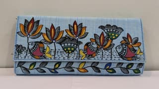 Kalakrishta Clutch - Khadi Cotton Blue